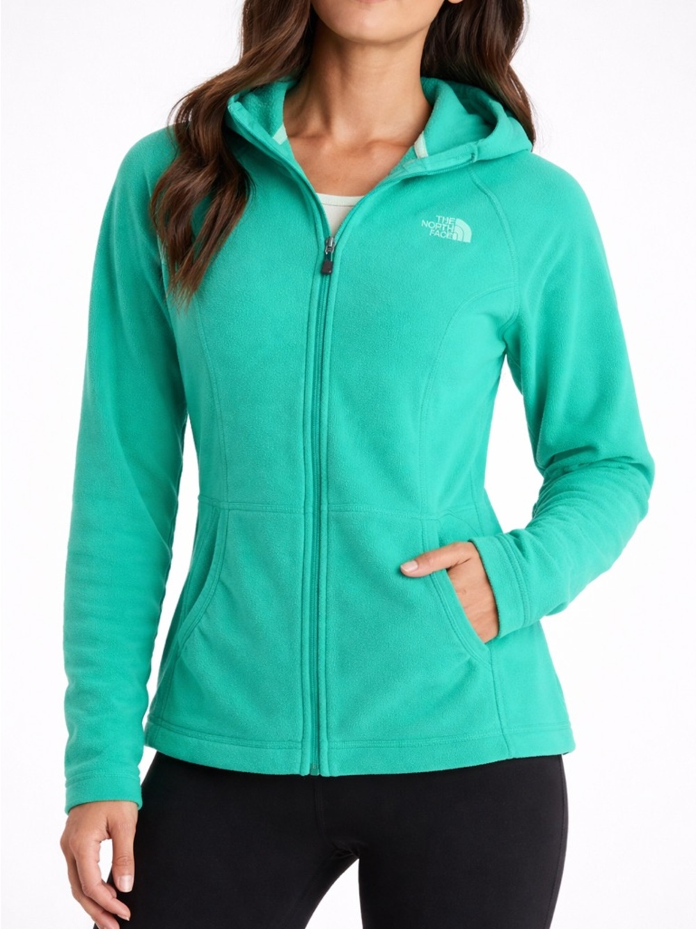 The North Face Teal Fleece Zip Hoodie Women’s Large - Picture 7 of 7